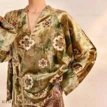 Samt weibliche japanische Kimono Strickjacke Jacke Luxus handbestickte Jacquard Hanfu Top chinesischen Stil Kimono Haori Yukata Mantel