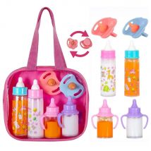 Große Baby Puppe Babyflasche Set Babypflege Spielzeug Kinderwagen 2 stücke Milch Und Saft Flaschen Mit Spielzeug Schnuller für Babypuppen