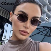 Luxury Brand Design Rimless Sunglasses Women Oval Retro Small Size Metal Suneyeglass Outdoors Casual Vacation Uv400 #300371
