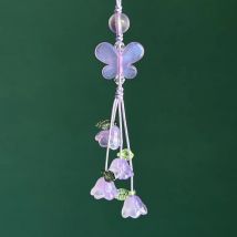 Fairy Style Butterfly Lily Bell Glass Beaded Phone Charm Handmade Aesthetic Vintage Style Lanyard Pendant for Girls