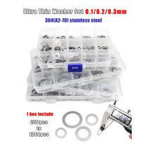 1 Box Ultra Thin Adjusting Shim Washer Mix Sizes 0.1mm 0.2mm 0.3mm M3 to M20 Ultrathin Flat Gasket Kit Set 304 Stainless Steel