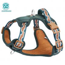 OODUDUOO Hundegeschirr, nicht ziehendes, reflektierendes Haustiergeschirr mit auslaufsicherer Leine, gepolstertes Lederdesign für mittelgroßes Leder-Hundegeschirr