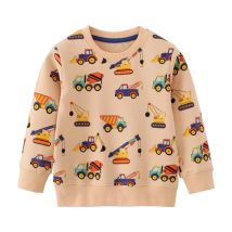 Boys Long Sleeve Hooded Sweatshirts Cars Print Autumn Spring Kids Sport Shirts 2-7T All Print Baby Children's Clothing