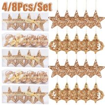 4/8 stücke ausgehöhlt 3d Stern Anhänger Kunststoff Weihnachts baum hängen Ornament für Weihnachten Party Home Dekoration 2025 Neujahr Navidad