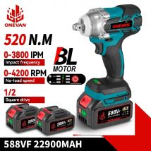 ONEVAN 520N.M Chiave a percussione elettrica senza spazzole Chiave a batteria da 1/2 pollici Cacciavite Strumento di riparazione per Makita 18V Batteria Pin