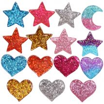 1-15 Stück Pailletten Sterne Mond Herz Harz Schuh Charms Slipper Zubehör Sandalen Knopf Dekoration Loch Schuhe Zubehör Kind Geschenk