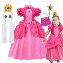2025 Odyssey Plumber Bros Videogioco di ruolo Ragazza Peach Princess Dress Film Luigi con Peach Adventure Cosplay Party Dress