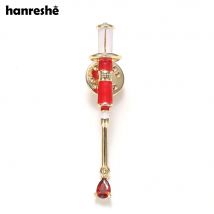 Hanreshe medizinische Spritze Emaille Revers Brosche Pin roten Kristall Charme baumeln Medizin Abzeichen Schmuck für Arzt Krankens ch wester