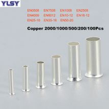 Copper Tube Bare Cord End Terminals Electrical Crimp Naked Wire Connector EN0508~EN50-20 Cable Ferrules 22-1/0AWG 0.5~50mm²