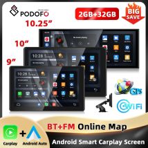 Podofo 9''/10,1''/10,25'' Android Auto Monitor 2 + 32G 4Core Smart Screen Player WIFI CarPlay Android Auto Navigation BT FM Auto DVR