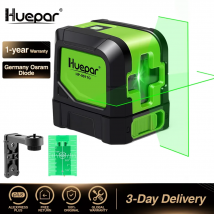 Huepar 9011G Livello laser a 2 linee autolivellante (4 gradi) Laser a raggio verde Linea trasversale orizzontale e verticale con base magnetica