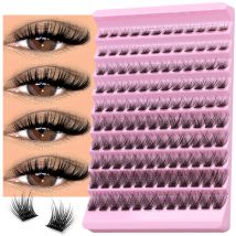 GROINNEYA DIY Eyelash Extension Kit Individual Lashes Cluster Mix Lash D Curl Clusters Lashes Bond and Seal Makeup Tool