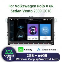 Autoradio 2 Din con Schermo da 9 Pollici, Carplay Android, Sistema Multimediale per VW Volkswagen Polo 5 V 6R Sedan Vento 2009-2018, Unità di Controllo GPS