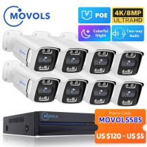 MOVOLS 8CH 5MP 8MP POE Sistema di telecamere di sicurezza Audio bidirezionale 8MP NVR Kit CCTV Telecamera IP esterna H.265 P2P Set di videosorveglianza