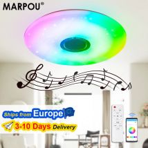MARPOU Inteligentna Lampa Sufitowa LED z Głośnikiem RGB Ściemnianie Pilot Zdalnego Sterowania Aplikacja Nowoczesny Wystrój Wnętrz 36W 52W Okrągła Lampa Muzyczna Oświetlenie