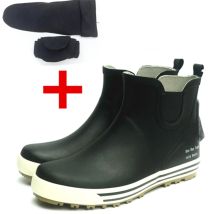 Wasserdichte Gummi regens tiefel für Herren, reflektierende Galoschen mit niedrigem Kurzrohr, Nachts icherheits gummistiefel