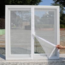 Weißer Fensterschutz mit Reißverschluss, Anti-Mücken- und Insektenschutz, selbstklebendes Design, atmungsaktiv und langlebig, einfach zu installieren