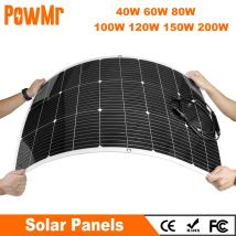 PowMr Pannelli Solari 40W 60W 80W 100W 120W 150W 200W Kit Piastra Solare a Cella Solare Portatile Flessibile per Sistema Solare Domestico per Auto RV