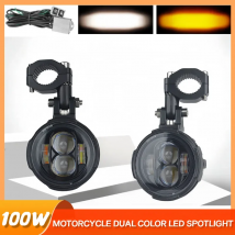 Fendinebbia per moto Lampada di guida ausiliaria a LED Faretti per fari per moto Interruttore cablato da 100 W Luci a LED per moto a doppio colore