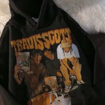 Odzież męska Hip Hop Bluzy z kapturem dla mężczyzn Bluza z kapturem Czarny polar Y2k Vintage Streetwear Estetyczny strój z lat 90. Ciepła jesień S