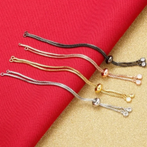 ZHUKOU 1,3 x 240 mm Messing-Strass-einfache verstellbare Armbandkette für die Schmuckherstellung, DIY-Armbandketten, Zubehör, Modell: VL20