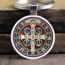 Saint Benedict Medaille Anhänger Halskette Damen Accessoires Europäische und amerikanische Retro Pullover Kette Großhandel