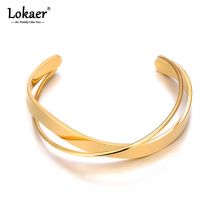 Lokaer Edelstahl Geometrische Handgelenk Offene Armband Armreif Gold Farbe Handgemachte Cast Aussage Marke Party Frauen Schmuck B25032