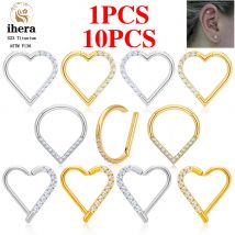 1/10PCS G23 Titan Herz Ohrring Hoop 16G CZ Klapp Segment Ohr Knorpel Tragus Helix Conch Daith Ringe körper Piercing Schmuck