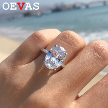 OEVAS 18 Karat Weißgold Farbe 925 Sterling Silber Eheringe Für Frauen Funkelnden 8 Karat 10*14 Oval High Carbon Diamant Schmuck