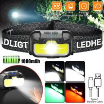 2023 neue LED-Hochleistungs-Laufsensor-Stirnlampe für den Außenbereich, Typ-C-Aufladung, tragbare COB-Angellampe, LED für Wandern, Angeln, Camping