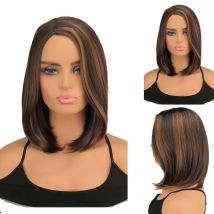 Synthetische Perücke gerade natürliche mittellange braune Bob volle Perücken Frauen blonde tägliche Kleidung