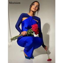 Mozision Aushöhlen Sparkle Langarm Maxi Kleid Für Frauen Glitter Vestidos Robe Neue Bodycon Shiny Nacht Club Party Langes Kleid