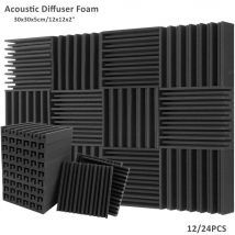 12/24pcs 12x12x2 Zoll Akustik schaum Diffusor Panels Studio schalla bsor bierende Wand paneel ktv Trommel raum Schall behandlung Schwamm Pad
