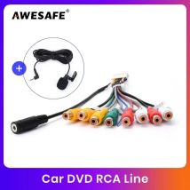 AWESAFE Cavo di uscita RCA universale a 20 pin con microfono per radio Android Video Aux-in Subwoofer Accessori per autoradio