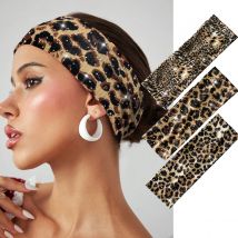 1pc Fashion Women Headband Rhinestone Leopard Printed Hairband Hair Accessories For Lady Girls Shopping Face Wash Turban Bandana