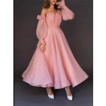 Sexy Fashion Long Sleeve Off Shoulder High Waist Corset Folds Evening Graduation Dress Robe Prom Elegant Women Long Party Dress