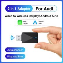 Mini verkabelt mit kabellosem CarPlay und Android Auto für Audi 2-in-1-Adapter, 5 GHz, WiFi5, Plug-and-Play, modisch und tragbar