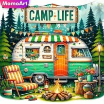 Momoart Diamond Mosaic Motorhome Landscape Cross Stitch Painting Camping DIY Picture Rhinestones Embroidery Home Decor