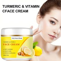 YOUNGCOME Kurkuma+Vitamin C Feuchtigkeitsspendende und festsitzende Gesichtscreme, Hautgefühlt, sieht sichtbar aus, repariert trockene Haut
