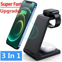 XIKCU 3 in 1 Wireless Charger Stand Fast Charging Dock Station for iPhone 17 16 15 14  X 8 Apple Watch 8 7 6 iWatch Airpods Pro