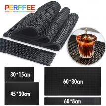 Rubber Bar Mat Coffee Maker Countertop Spill Mats Bar Service Mat Dish Glass Drying Mat for Barista Cocktail Bartender Black