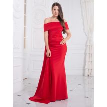 Weiß schulter frei Stretch Abend Nacht Party Kleid Seite Züge boden lang Slash Neck aus Party kleid rot schwarz