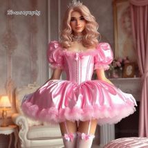 Modern Pink Short Prom Dress Puff Sleeves Corset Ball Gown Mini Homecoming Cocktail Party Evening Dress 2026 Customized Cosplay