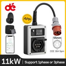 dé Wallbox Mobile con App 11kW CEE a tipo 2 presa caricatore EV 16A stazione di ricarica monofase o trifase con contatore elettrico