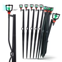 10 Stück 360-Grad-Düse auf 55 cm Pfahl-Bewässerungssprinkler für 1/4 Zoll Schlauch Gewächshaus Rasen Feinsprühgerät Gartenbewässerungssysteme