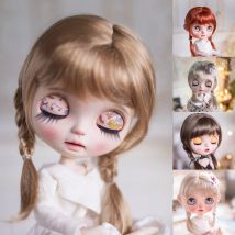 Blyth Puppe Perücke Pony Doppelgeflecht Haar Perücke Hellblond/Braun/Rötlich Braun DIY BJD Puppe Zubehör Größe 9-10,10-11 Zoll