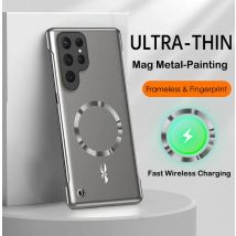 Custodia senza telaio con vernice metallica per Samsung A55 A56 S25 Edge S24 S23 S22 S21 S20 FE Plus Nota 20 Cover di ricarica wireless ultra magnetica
