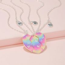 3 Teile/satz Regenbogen Schmetterling Glitter Pfirsich Herz Anhänger für 3 Mädchen Besties Freundschaft BFF Halsketten Beste Freundin Schmuck Geschenke
