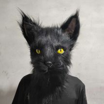 Latex mit Fell schwarze Katze Cosplay Maske gruseligen Helm Tier lustige Kostüm Kapuze Haarmaske Kopf bedeckung Erwachsenen Halloween Party Requisiten