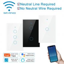 Tuya Smart Switch Alexa Interruptor Inteligente WiFi RF433 Drahtlose Fernbedienung APP Sprachsteuerung Keine Neutral Wir Erforderlich Touch Panel